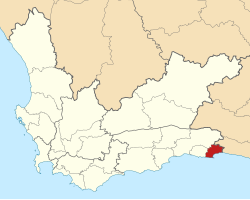 Map of the Western Cape with Bitou highlighted (2011)